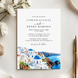 Invitation Greek Island Santorini Watercolor Greece Wedding