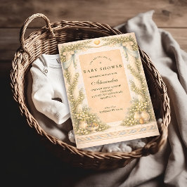 Invitation Greek Neutral Floral Baby Shower