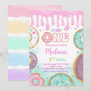 Invitation Green 1er anniversaire Donut Party