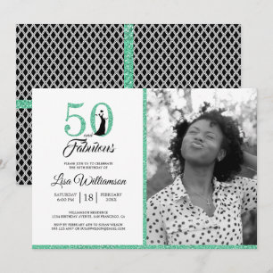 Invitation Green 50 Fabuleux 50th Birthday Party Photo