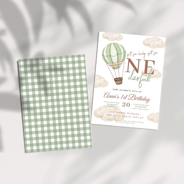Invitation Green Air Balloon n'est-elle pas un anniversaire m (Créateur téléchargé)