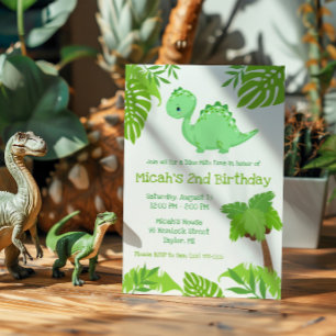 Invitation Green and Blue Dino-Mite Heure Anniversaire