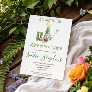 Invitation Green and Brown Spring Gardening Bridal Shower