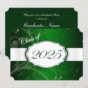 Invitation Green and White 2025 Graduation Party