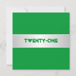 Invitation Green and White 21e fête d'anniversaire