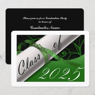 Invitation Green and White Graduation Party