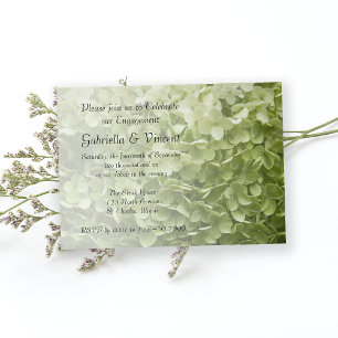 Invitation Green Annabelle Hydrangea Floral Engagement Party