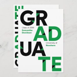 Invitation Green Big Bold Angle-Cut Lettres Graduation