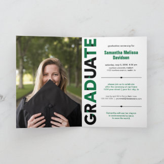 Invitation Green Big Bold Angle-Cut Lettres Graduation