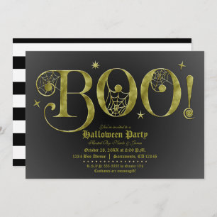 Invitation Green Black BOO Élégante fête costumée Halloween
