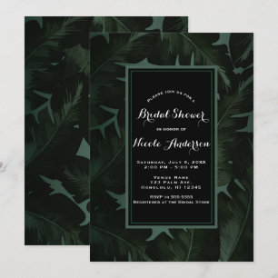 Invitation Green & Black Chic Feuille Fête des mariées Tropic