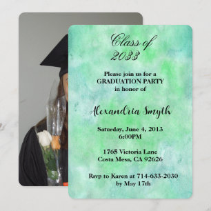 Invitation Green Blue Graduation Your Photo