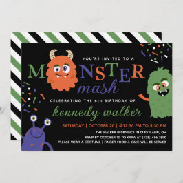Invitation Green Blue Monster Mash Halloween