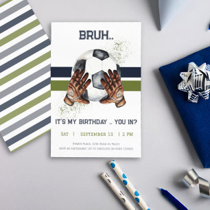Invitation Green Blue Soccer Boy Anniversaire