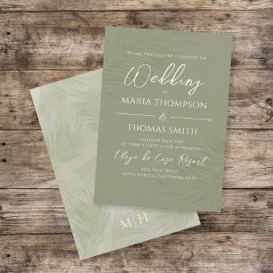Invitation Green Boho Palm Feuille Botanical Tropical Green