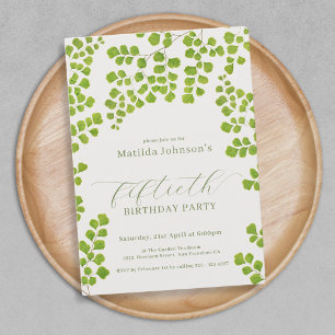 Invitation Green Botanical 50th Birthday