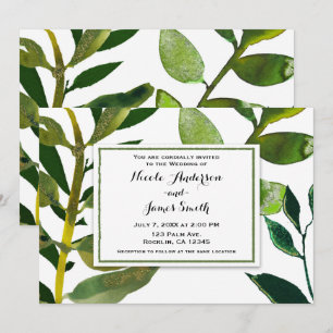 Invitation Green Botanical Glam Plante Feuilles Élégant maria