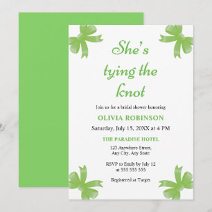 Invitation Green Bow Elle noue la Fête des mariées du noeud