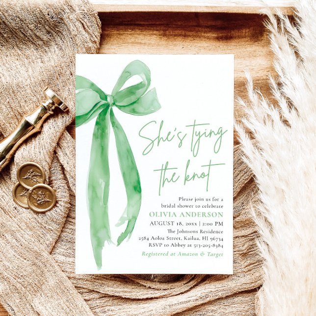 Invitation Green Bow Elle noue la Fête des mariées du noeud (Créateur téléchargé)