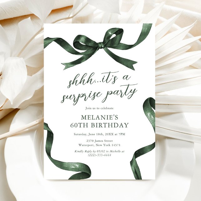Invitation Green Bow Surprise Adulte fête d'anniversaire (Créateur téléchargé)
