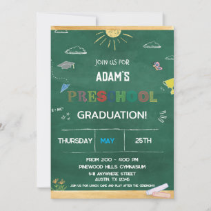 Invitation Green Chalkboard pré k Graduation