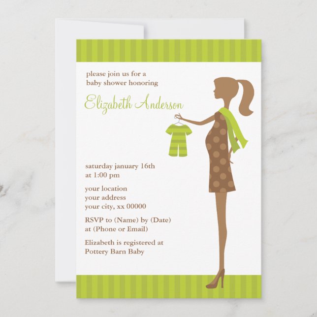 Invitation Green Chic Maman doit être Baby shower (Devant)