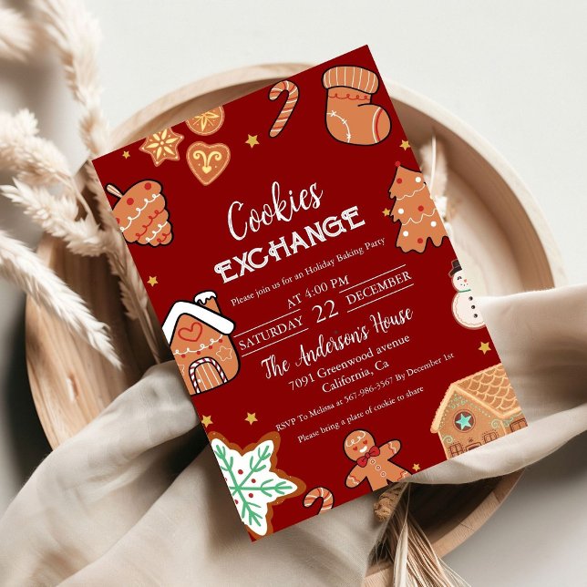 Invitation Green Christmas Cookie Exchange Christmas Party (Créateur téléchargé)