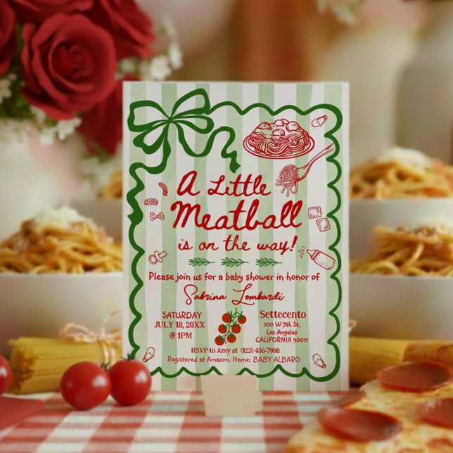 Invitation Green Coquette A little Meatball is on the way (Créateur téléchargé)
