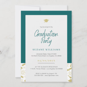 Invitation Green Cream Minimalist Graduation Party