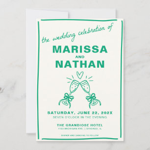 Invitation Green Drake Together Champagne Mariage