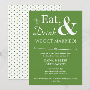Invitation Green Eat Drink On A Marié Elopement Party