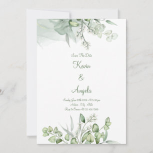 Invitation Green Elegant Floral Économiser Date de Weeding In
