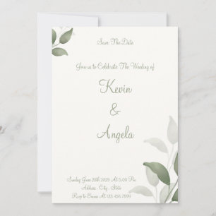 Invitation Green Elegant Florant Enregistrer la date de l'ens