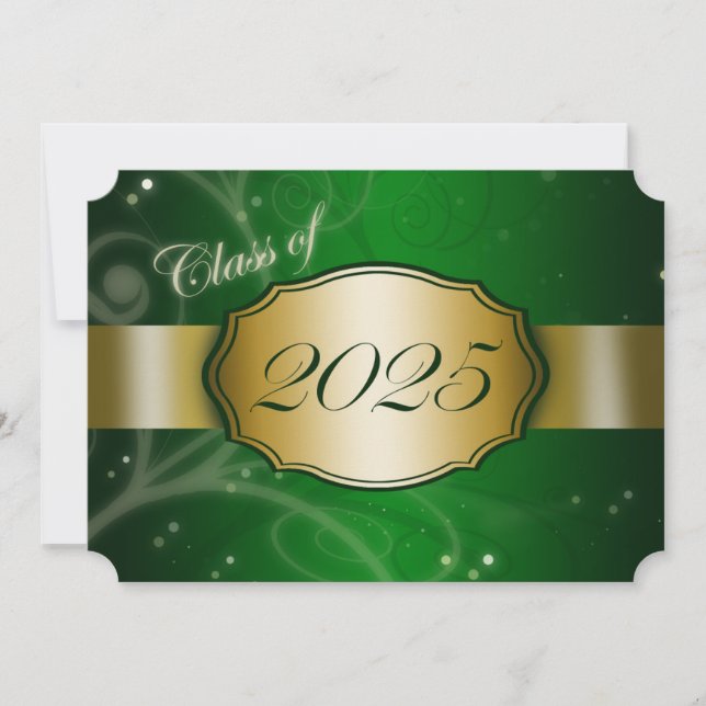Invitation Green et Gold 2025 Graduation (Devant)