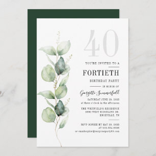 Invitation Green Eucalyptus 40e anniversaire