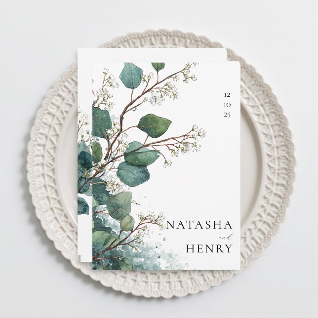 Invitation Green Eucalyptus Botanical Watercolor Wedding  (Créateur téléchargé)