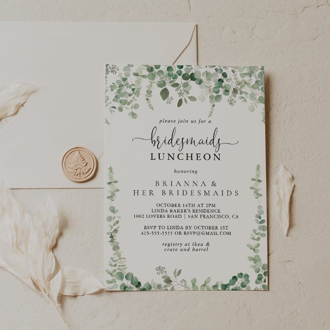 Invitation Green Eucalyptus Bridesmaids Luncheon Douche (Créateur téléchargé)