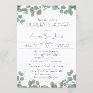 Invitation Green Eucalyptus Modern Couple's Shower Photo