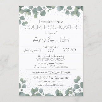 Invitation Green Eucalyptus Modern Couple's Shower Photo