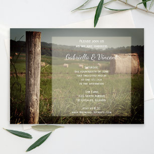 Invitation Green Farm Pastures Mariage campagnard rural