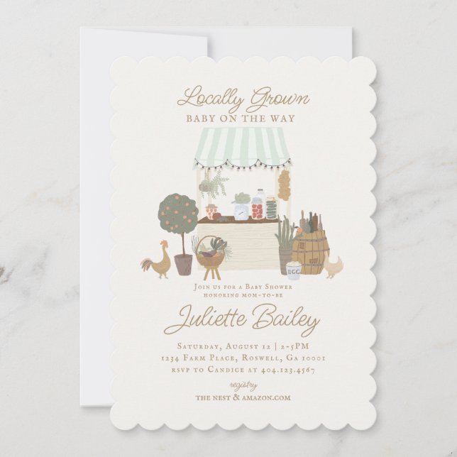 Invitation Green Farmers Market Baby shower agricole Invitati (Devant)
