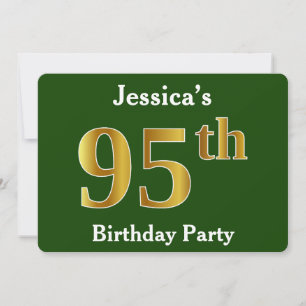 Invitation Green, Faux Gold 95e fête d'anniversaire + Nom per