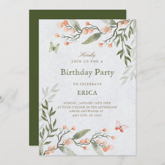 Invitation Green floral 