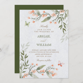 Invitation Green floral wedding 