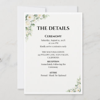 Invitation Green Floral Wedding Details Card