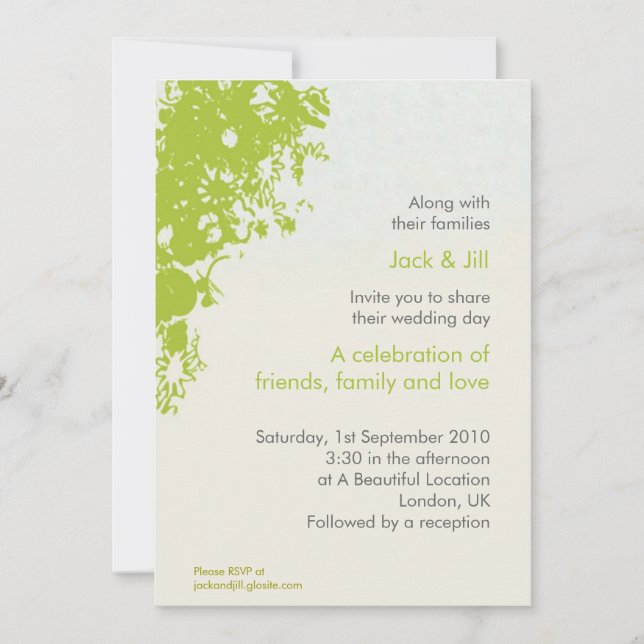 Invitation Green Flourish 5x7 (Devant)