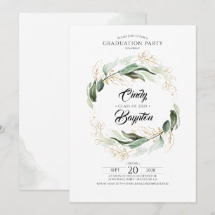 Invitation Green Foliage et Gold Feuilles