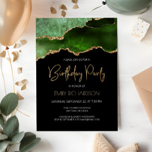 Invitation Green Gold Agate Geode Chaque année Anniversaire