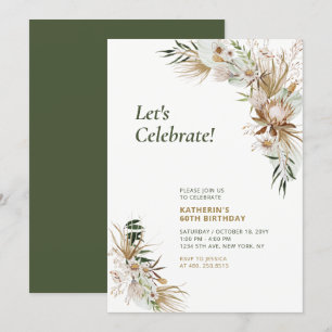 Invitation Green & Gold Boho Milestone Adult Anniversaire Par