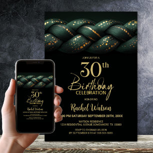Invitation Green Gold Braid 30e fête d'anniversaire